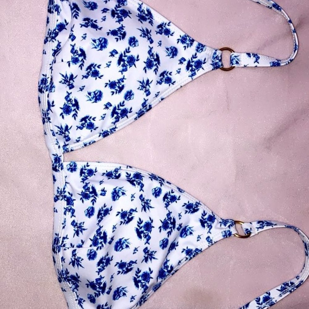 Floral Blue Bikini Top